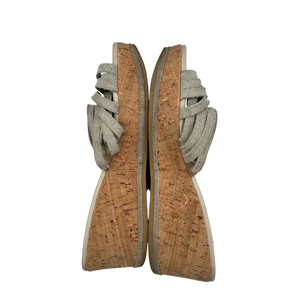Donald J Pliner Sheena Wedge Sandals Womens 7.5 Beige Cork Strappy Good